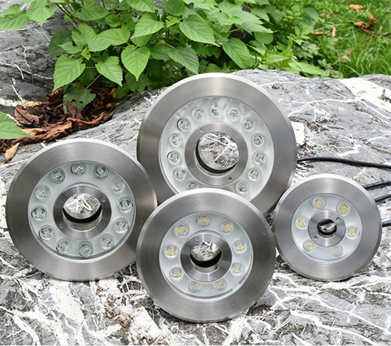 12W 18W Stainless Steel Round Underwater Pond Lights Water Fountain Led Lights