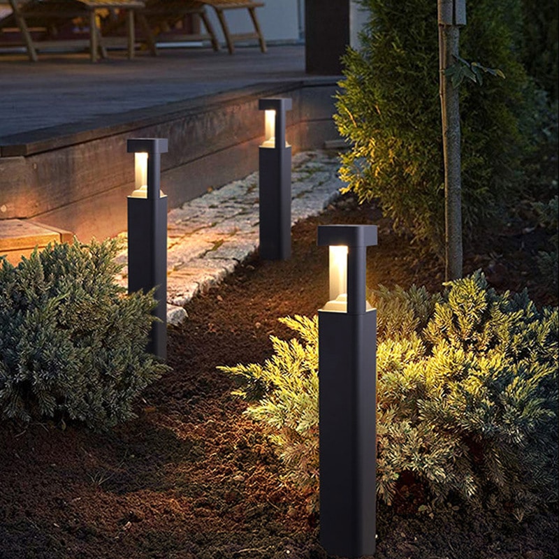 Garden Bollard Landscape Lighting Decorative Best Led Lights For Lawn Square Aluminum