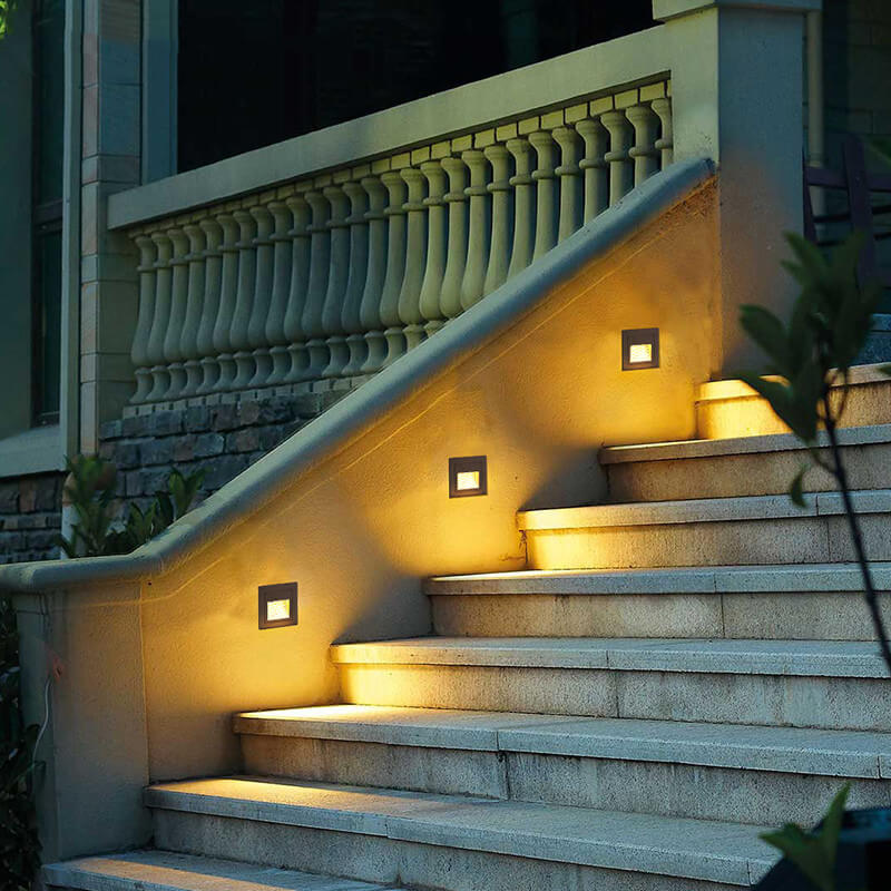 Square 3W Aluminum LED Recessed Step Lights Outdoor For Stairway